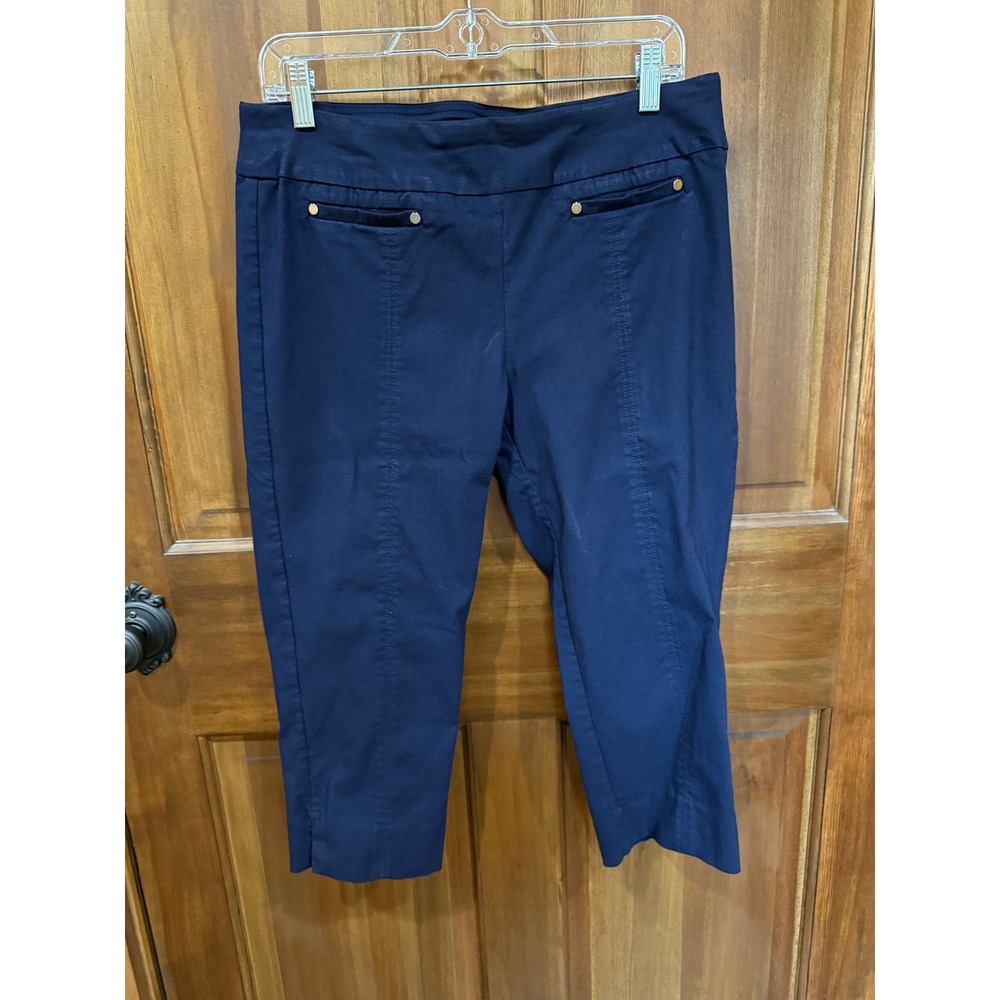 New Directions Womens Navy Blue Cropped Pants Size 12 Stretch Comfort